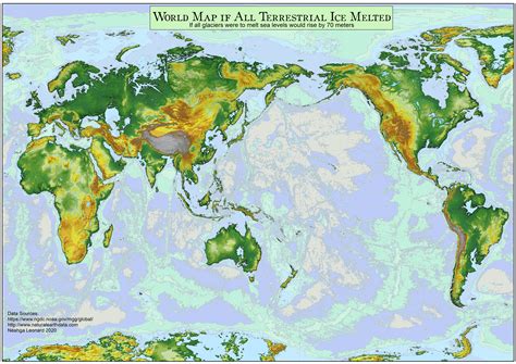 The World With A 70 Meters Sea Level Rise Sea Level Rise Sea Level