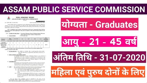 Assam Public Service Commission Recruitment Engg Commerce
