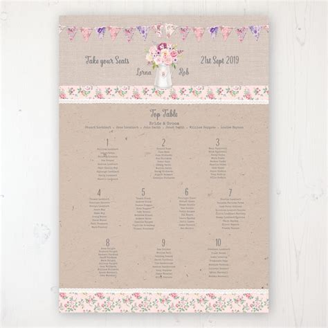 Floral Blooms Wedding Table Plan Poster Sarah Wants Stationery