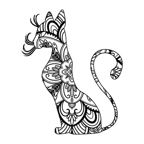 Mandala Cat Coloring Page For Kids 7848766 Vector Art At Vecteezy