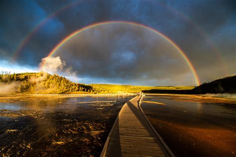 Saw this amazing double rainbow after a storm in Yellowstone [OC] : r