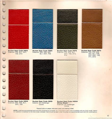The 1970 Hamtramck Registry 1970 Dodge Color And Trim Book Challenger