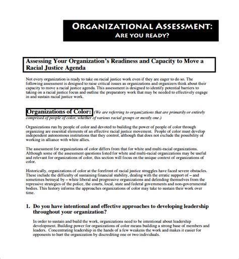 Free 9 Sample Organizational Assessment Templates In Pdf Ms Word