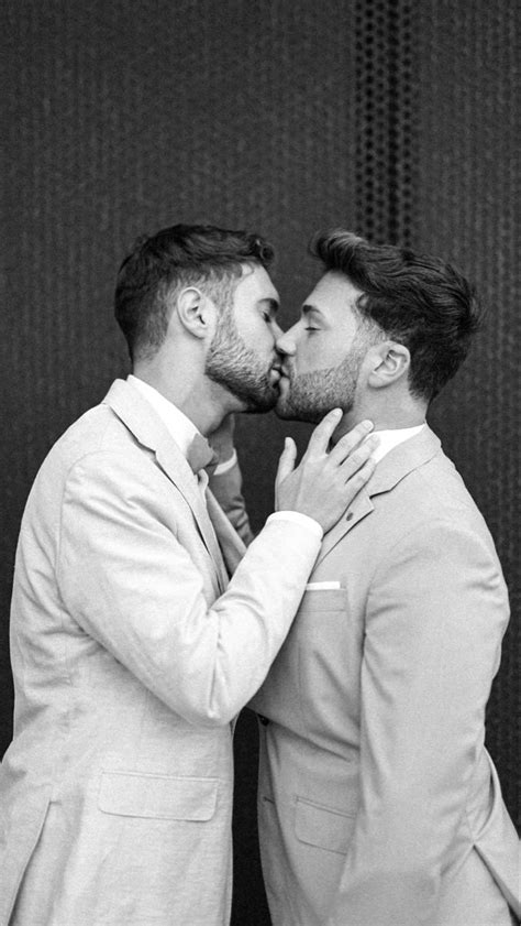 Black And White Gay Couple Love Kissing In Suits Kissing Couples Cute Gay Couples Love Can