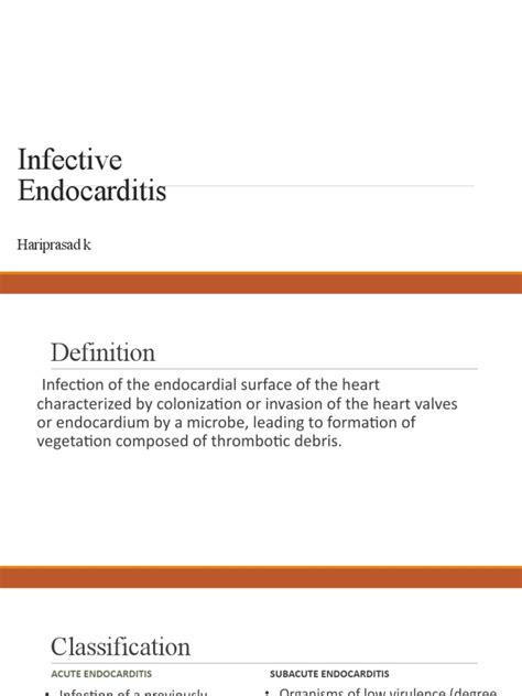 Infective Endocarditis Hariprasad K Pdf Epidemiology Medical