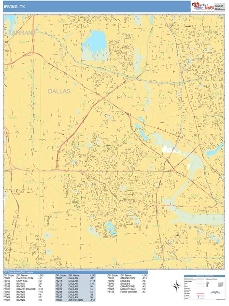 Irving Texas Wall Map Basic Style By Marketmaps Mapsales