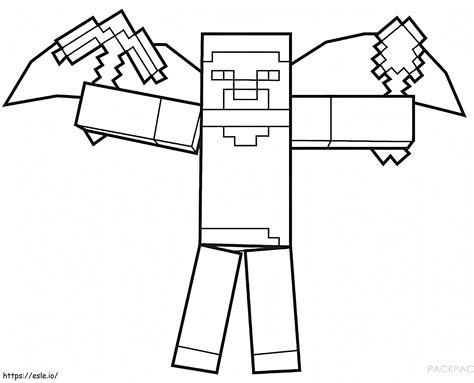 Amazing Steve Minecraft Coloring Page