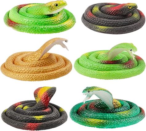 Villcase 6pcs Realistic Rubber Snakes Fake Snake Black Snake Toys For
