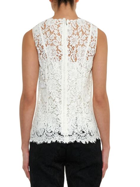 Dolce And Gabbana Sleeveless Lace Top In White Lyst