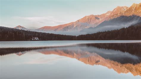 3840x2160 Red Mountains Fog Reflection Lake 4k 4k Hd 4k Wallpapers