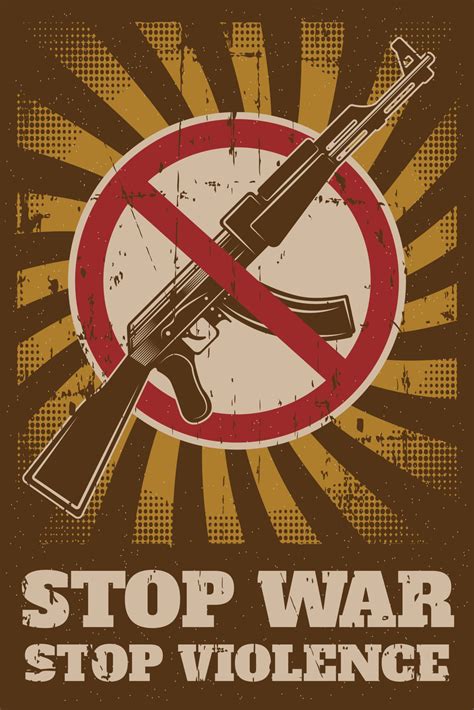 Stop War Stop Violence Message Retro Poster 6296396 Vector Art At Vecteezy