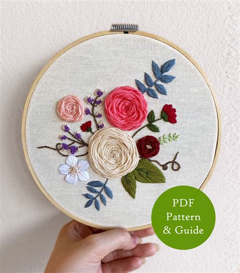 Roses Embroidery Pattern PDF Hand Embroidery Floral Etsy New Zealand