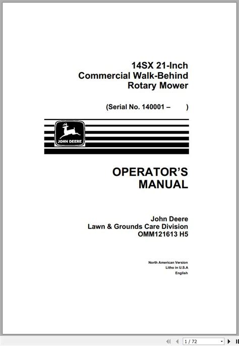 John Deere 14sx 21 Inch Operator Manual Omm121613 H5 Pdf