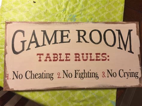 Game Room Table Rules Sign