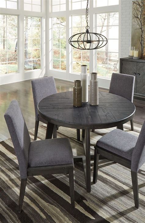 The Besteneer Dark Gray 5 Pc Round Table And 4 Upholstered Side Chairs