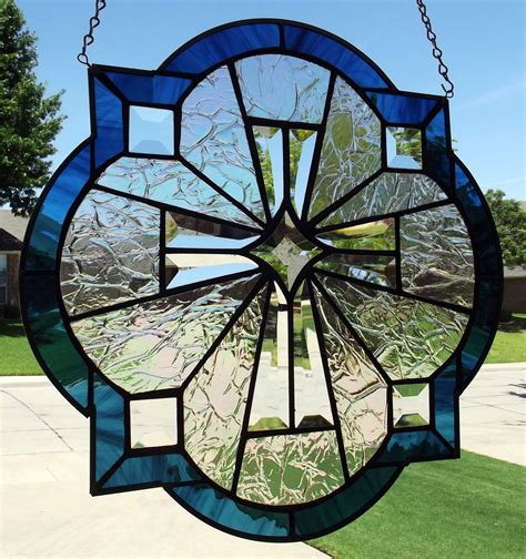 Stained Glass Window Panel Beveled Majestic Cross Ebay With Images