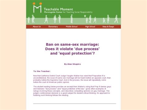 Ban On Same Sex Marriage Does It Violate Due Process And Equal Free
