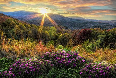 Blue Ridge Smoky Mountains Sunset Overlook Colors Photograph By Debra