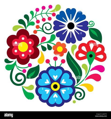 Mexican Folk Art Style Vector Mandala Floral Patter Nature Composition