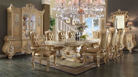 Pick out a spacious dining table with room for six and envision all the dinner parties and holiday meals you can host throughout the years, or go for a more informal approach and design a cozy nook for meals. 11 Piece Homey Design Victorian Palace HD-7266 Dining Set - USA Furniture Warehouse | Dining ...