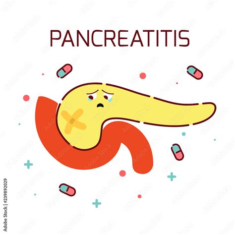 Pancreatitis Awareness Vector Poster With Sad Pancreas Made In Cartoon