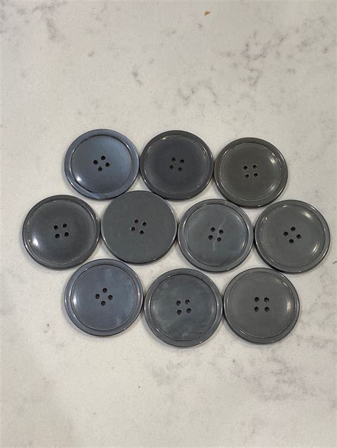 34mm Large Vintage Grey Buttons 5pk Etsy