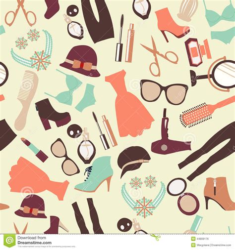 Fashion And Clothes Accessories Seamless Pattern Stock Vector