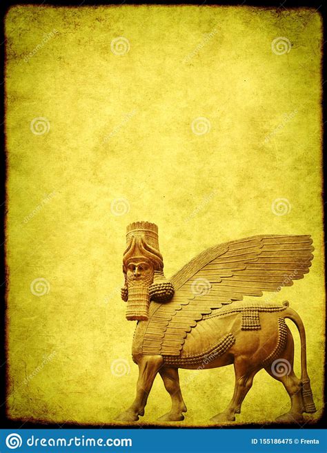 Grunge Background With Paper Texture And Lamassu Stock ...