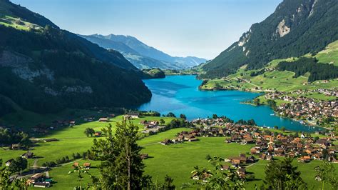 Lake Lungern Is A Natural Lake In Obwalden Switzerland Hd Wallpaper