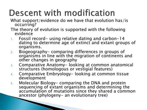 All organisms are related through descent from an ancestor; PPT - AP Biology Evolution Unit PowerPoint Presentation ...