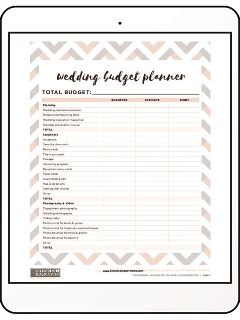 Printable Wedding Planning Sheets