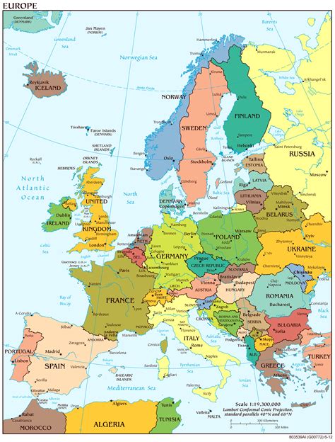 Large Detailed Political Map Of Europe With Capitols And Major Cities Vidiani Com Maps Of