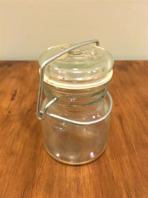 Vintage Glass Jar With Locking Lid Etsy