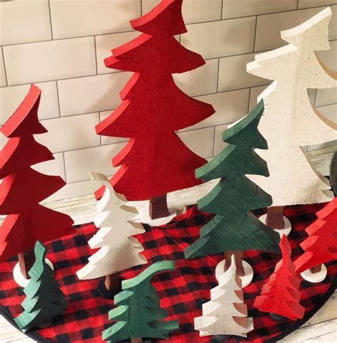 Whimsical Wooden Christmas Trees Handmade In Assorted Sizes Etsy