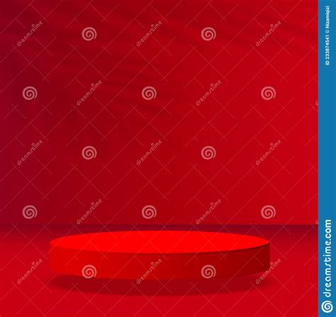 Abstract Background With Red Color Geometric 3d Podiums Vector