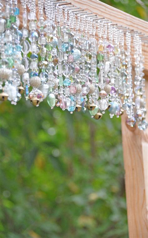 Bohemian Decorative Glass Beaded Valance In Pastel Colors Made To