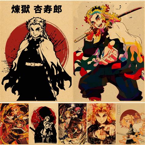 Pósters De Anime Japonés Rengoku De Dibujos Animados Demon Slayer