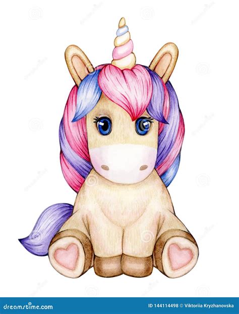 Cute Sitting Baby Unicorn Cartoon Stock Illustration Illustration Of