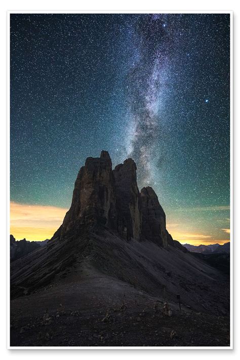 Milky Way Over The Three Peaks Dolomites Print By Matthias Köstler