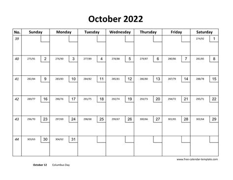 october calendar  printable  checkboxes horizontal