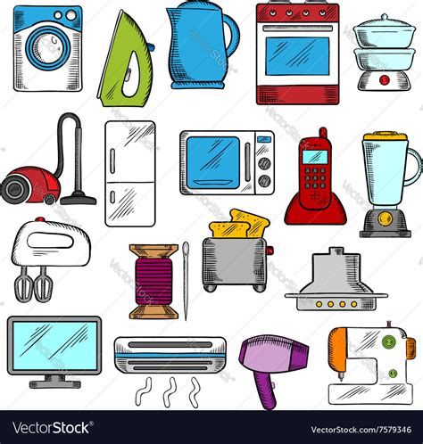 Check spelling or type a new query. Home and kitchen appliances icons Royalty Free Vector Image
