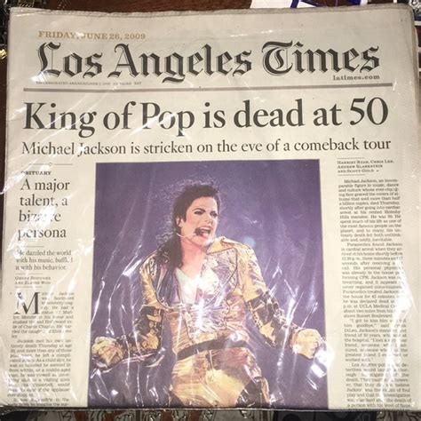 Other Newspaper From 209 The Day Michael Jackson Died Poshmark