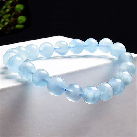 Genuine Aquamarines Bracelets Real Natural Aquamarines Beads Elastic