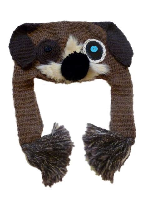 Womens Lumpy Knit Puppy Dog Trapper Hat Peruvian Fur Critter Aviator