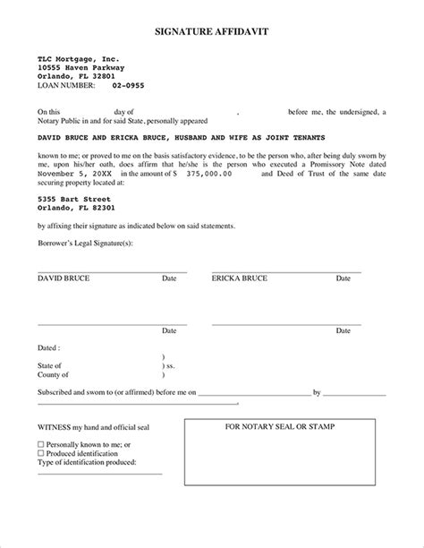 Notary Template Affidavit Hq Printable Documents