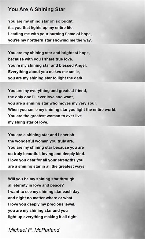 You Are A Shining Star You Are A Shining Star Poem By Michael P
