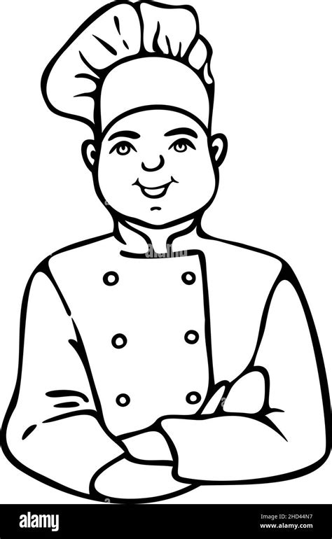 Vector Illustration Of Cook Hand Drawn Outline Of Chef Stock Vector