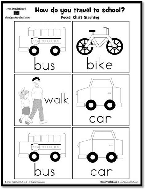 How Do You Travel To School Pocket Chart Graphing Printable