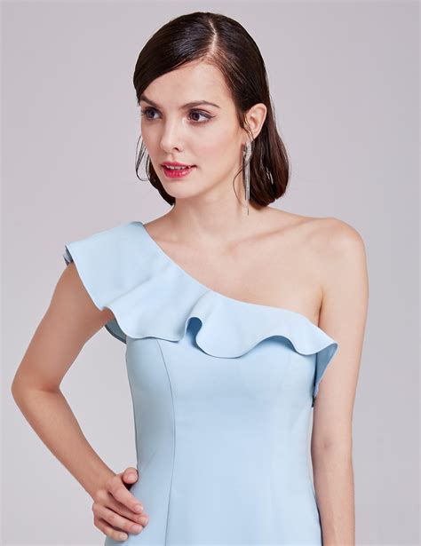 Ever Pretty Cocktail Dresses Short Blue Bodycon One Shoulder Party