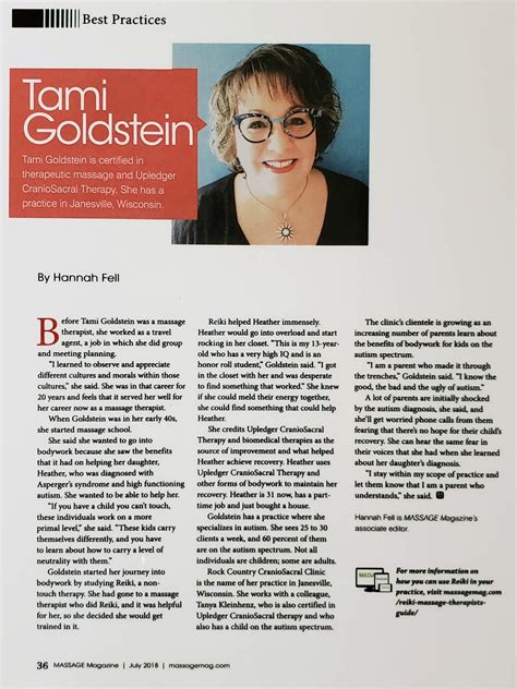 Massage Magazine features Tami's article on how to teach doctors about ...